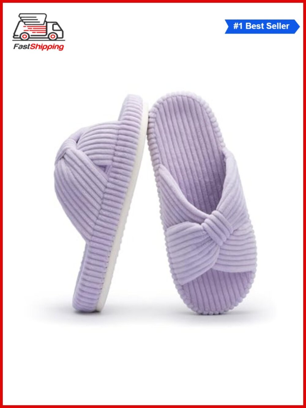 ✨ Chantomoo Women's Corduroy Bow Crossband Memory Foam Open Toe Slippers Comfy